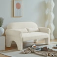 thumbnail image 1 of Lamb Wool Accent Chair, Modern Upholstered 2-Seater Lounge Armchair, Comfy Lamb Wool Fabric Reading Chair with Little Lumbar 2 Pillows for Living Room, Bedroom, Antique White, 1 of 7