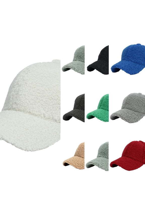 Lamb Wool Baseball Cap for Men Women Teddy Sports Hats Warm Winter Outdoor Travel Hats for Women Men Washed Baseball Hat Adjustable Cotton Sports Caps for Adults Outdoor Activities