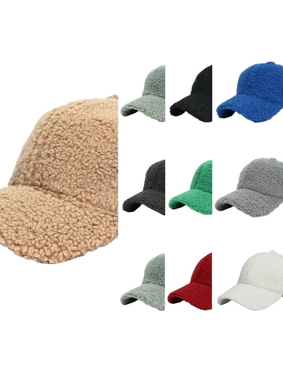 Lamb Wool Baseball Cap for Men Women Teddy Sports Hats Warm Winter Outdoor Travel Hats for Women Men Washed Baseball Hat Adjustable Cotton Sports Caps for Adults Outdoor Activities