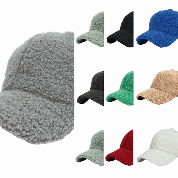 Lamb Wool Baseball Cap for Men Women Teddy Sports Hats Warm Winter Outdoor Travel Hats for Women Men Washed Baseball Hat Adjustable Cotton Sports Caps for Adults Outdoor Activities