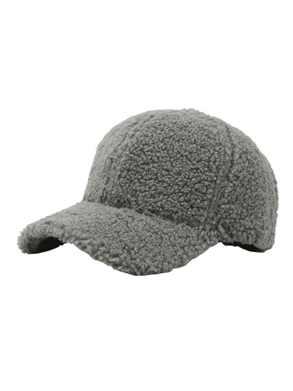 Lamb Wool Baseball Cap for Women Warm Winter Solid Color Hats Teddy Fleece Retro Fashion Cap for Outdoor Travel Mint Green One Size