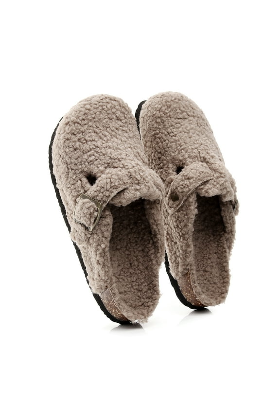 Lamb Wool Clogs Slippers for Women Men With Adjustable Buckle Slip-on Cork Footbed Mules  Antislip Sole Slippers Unisex