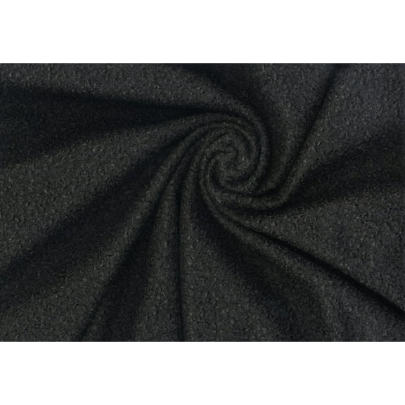 Lamb Wool Faux Merino Fabric, Cozy Sherpa Knit for Coats, Crafts, Sewing (BLACK, ByYard)