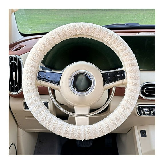 Lamb Wool Striped Steering Wheel Cover - Warm Antifreeze Protection - Antislip and Wear-Resistant for Comfortable Winter Driving