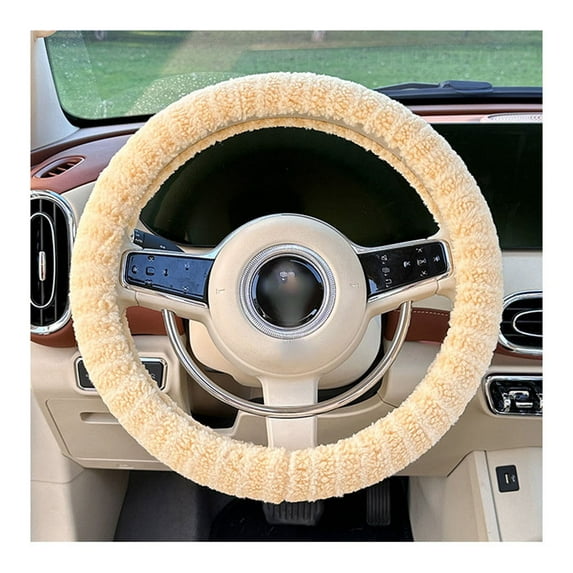 Lamb Wool Striped Steering Wheel Cover Winter Warm Anti-slip Grip Thermal Insulation Driving Comfort Car Accessory Universal Fit Easy Installation