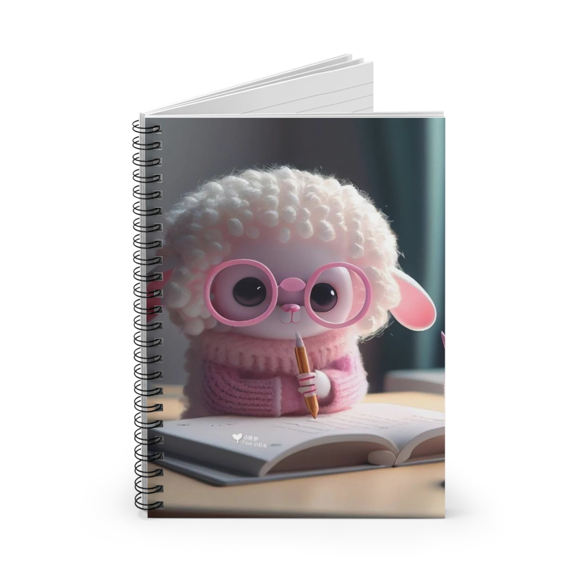 Lamb in glasses Spiral Notebook Ruled Line