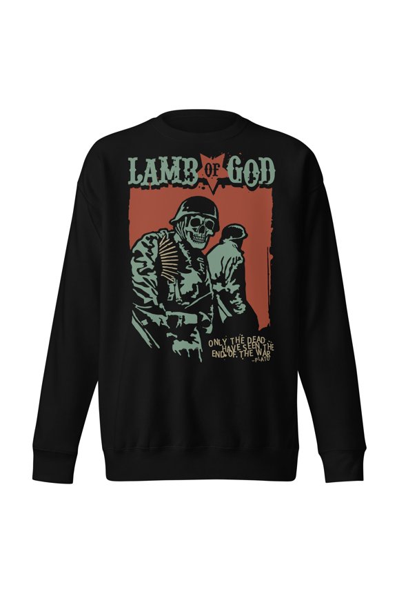 Lamb of God Skeleton Army Plato Quote Jumbo Print Unisex Sweatshirt - Black - 2XL