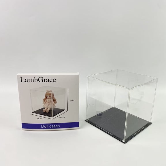 LambGrace Doll cases,Transparent plastic Square Cube Containers with Lid Storage Boxes, Action Figures Home Storage Organizing Toys Craft Supplies Display Case