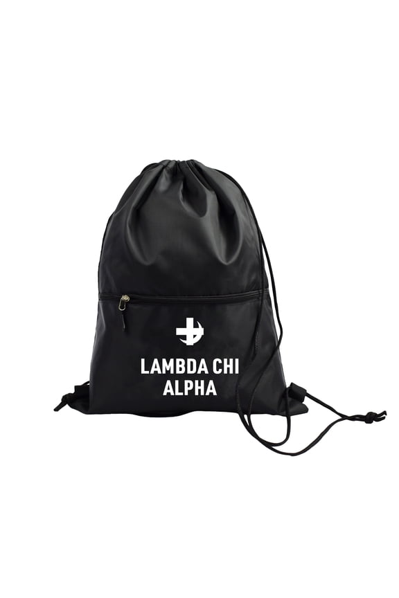 Lambda Chi Alpha Fraternity Black Drawstring Backpack, Sports Bag, Travel Carryall