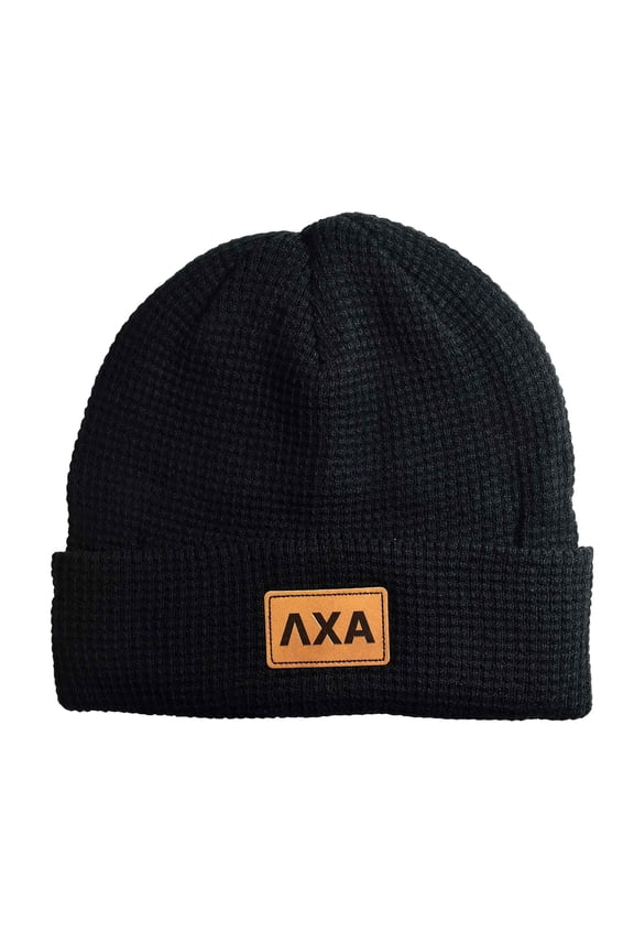 Lambda Chi Alpha Fraternity Hat, Black Winter Beanie Hat with Greek Letters Patch