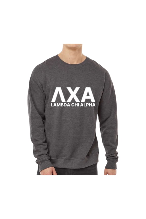Lambda Chi Alpha Sweatshirt, Crewneck Sweatshirt with Varsity Greek Letters Design - Size Large