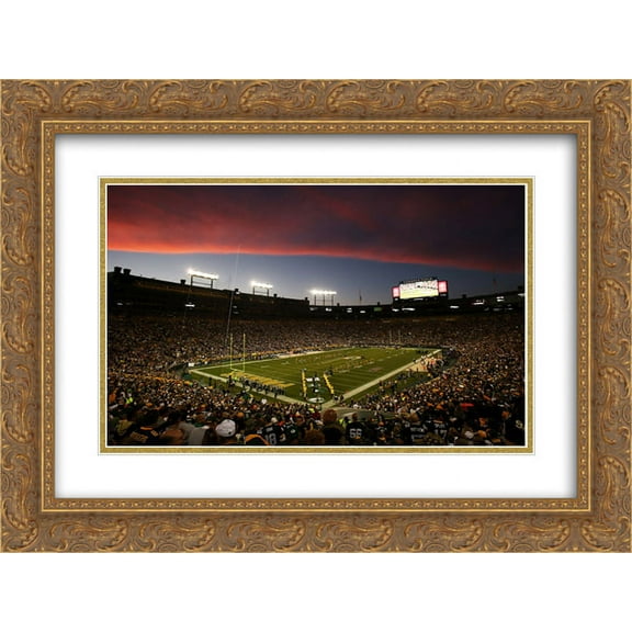Lambeau Field 2x Matted 24x20 Gold Ornate Framed Art Print from the Stadium Series