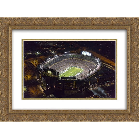 Lambeau Field 2x Matted 24x20 Gold Ornate Framed Art Print from the Stadium Series