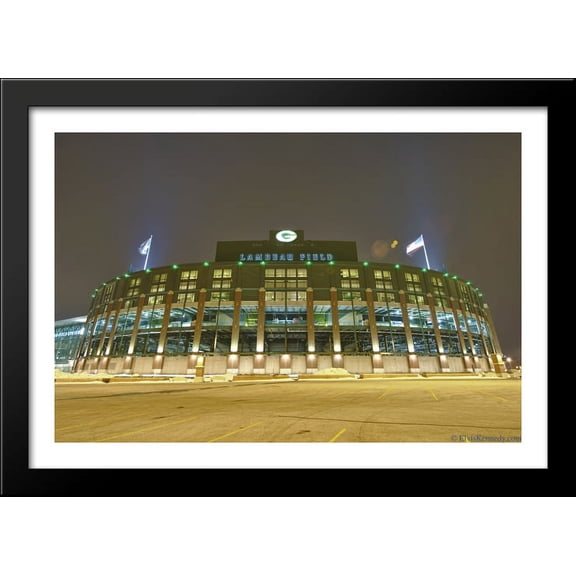 Lambeau Field 40x28 Large Black Wood Framed Print Art - Home of the Green Bay Packers