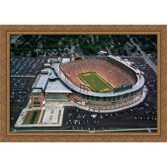 Lambeau Field 40x28 Large Gold Ornate Wood Framed Canvas Art - Home of the Green Bay Packers