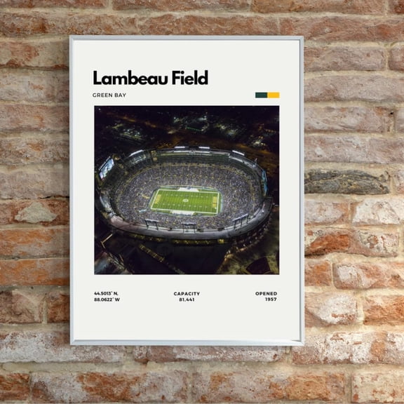 Lambeau Field Print Green Bay Packers Nfl Art, Unframed Poster