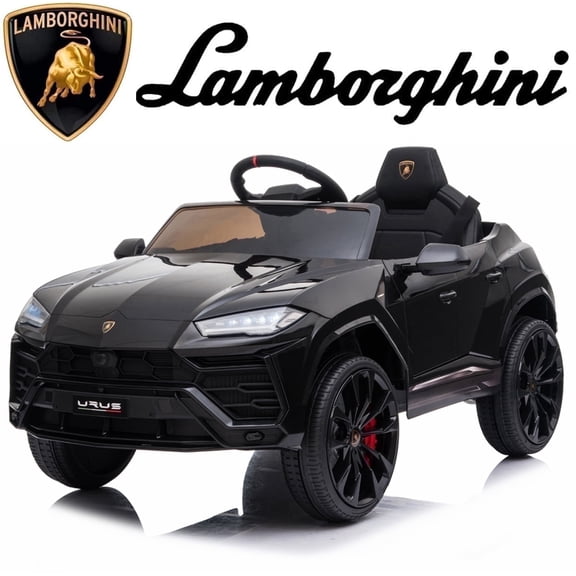 Lamborghini 12V Ride On Car for Kids, Electric Car with Remote Control, Music Player, Led Lights, Powered Ride On Toys for 3+ Years Olds Girls Boys, Black