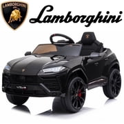 Lamborghini 12V Ride On Car for Kids, Electric Car with Remote Control, Music Player, Led Lights, Powered Ride On Toys for 3+ Years Olds Girls Boys, Black