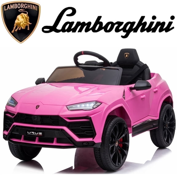 Lamborghini 12V Ride On Car for Kids, Electric Car with Remote Control, Music Player, Led Lights, Powered Ride On Toys for 3+ Years Olds Girls Boys, Pink