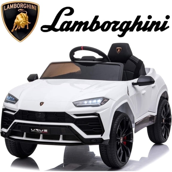 Lamborghini 12V Kids Ride On Car with Remote Control, Battery Powered Electric Car with 4 Wheels, USB, Ride On Toys for 3+ Years Olds Girls Boys, White