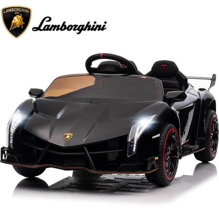 Lamborghini 12V Ride on Car with Remote Control Ride on Toy for Boys and Girls 3-6 Years Old Kids Electric Vehicle, Ride on Truck, Rocking Mode, Black