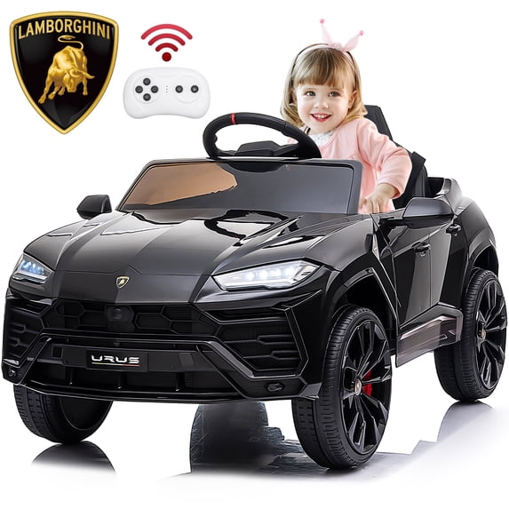 iYofe 12V Lamborghini Ride on Cars with Remote Control, Powered Ride on Toys with Music, USB/AUX Ports, LED Lights, 3 Speeds, 4 Wheels Electric Cars for Kids Toddlers Ages 3-5, Black