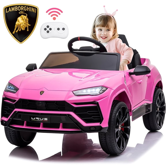 iYofe 12V Lamborghini Ride on Cars with Remote Control, Powered Ride on Toys with Music, USB/AUX Ports, LED Lights, 3 Speeds, 4 Wheels Electric Cars for Kids Toddlers Ages 3-5, Pink