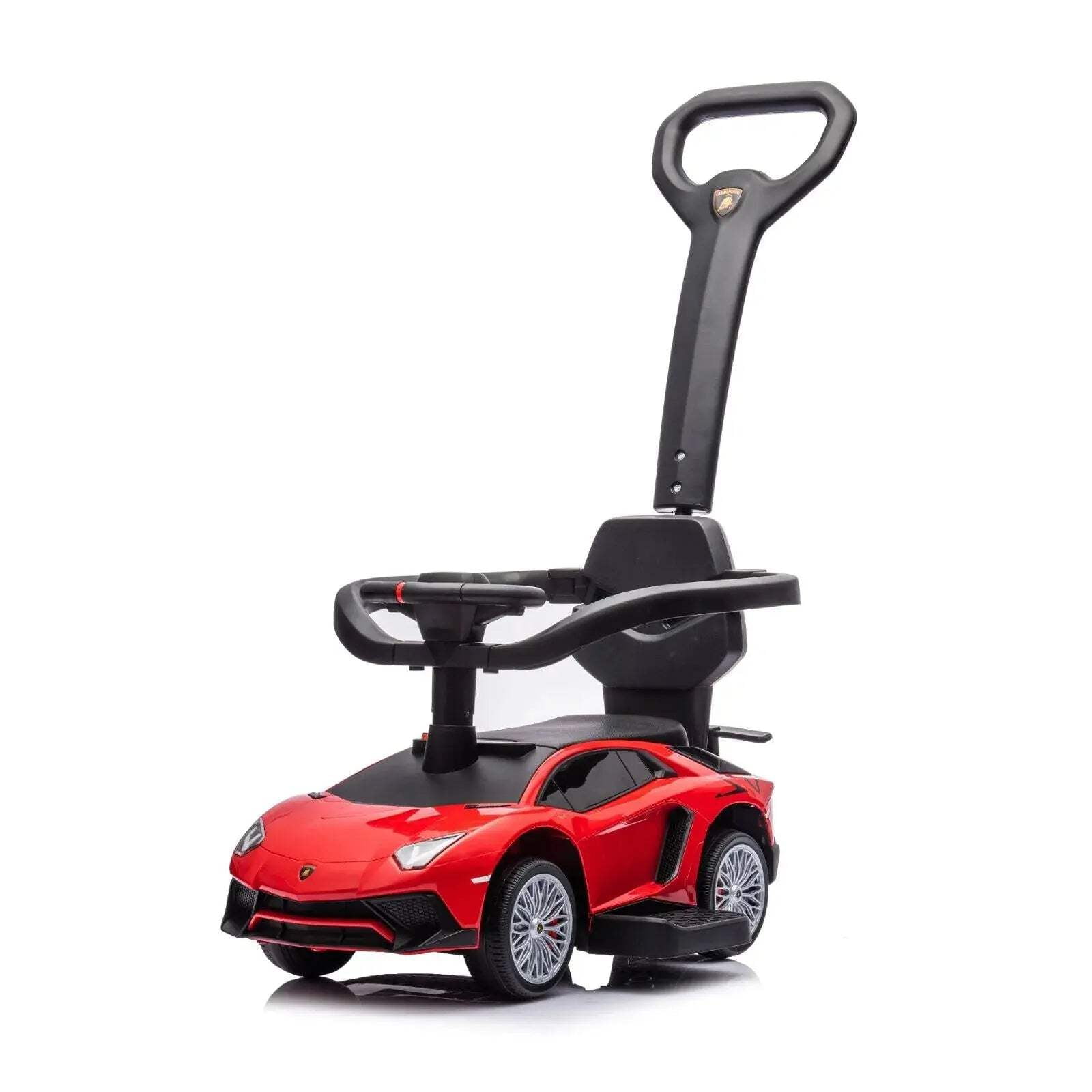 Red Lamborghini 3-in-1 Kids Push Ride-On Toy Car with LED Lights
