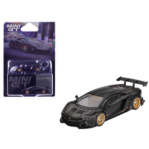 Lamborghini Aventador "LB-Works" Matt Black with Carbon Hood Limited Edition 1/64 Diecast Model Car by Mini GT