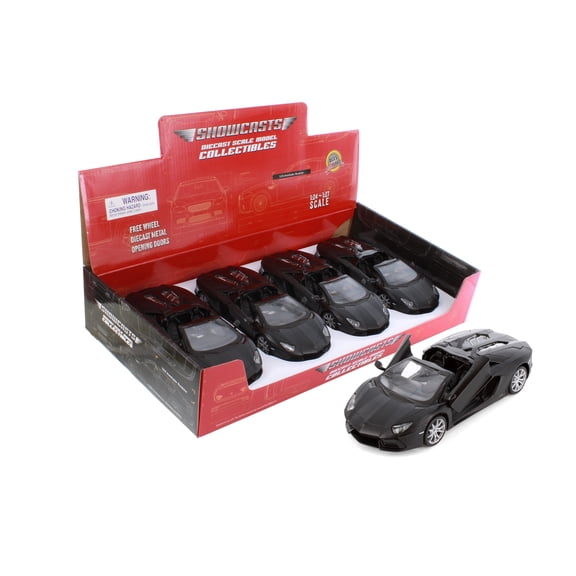 Lamborghini Aventador LP 700-4 Roadster Convertible, Matte Black - Showcasts 37504 - 1/24 Scale Diecast Model Car