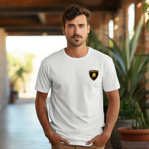 Lamborghini Black Tee Shirt Unisex 100% Cotton Sport Cars Logo Up To 4XL