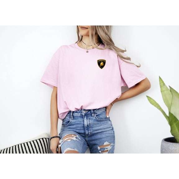 Lamborghini Black Tee Shirt Unisex 100% Cotton Sport Cars Logo Up To 4XL