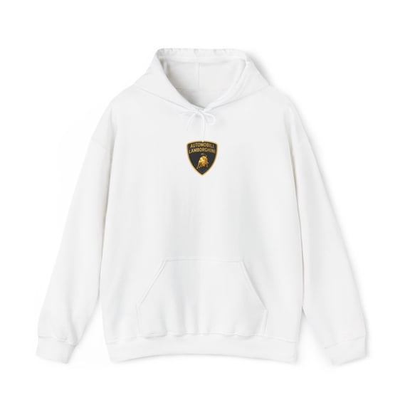 Lamborghini Classic Italian V12 Supercar Emblem Tee Hoodie Print Small Design - L / White