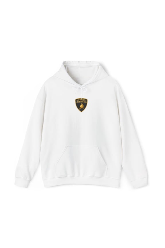Lamborghini Classic Italian V12 Supercar Emblem Tee Hoodie Print Small Design - XL / White