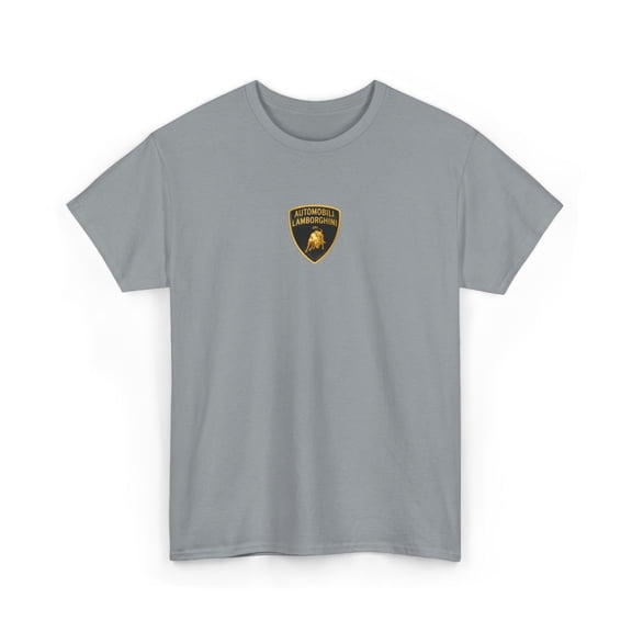 Lamborghini Classic Italian V12 Supercar Emblem Tee T-Shirt Print Small Design - Gravel / S
