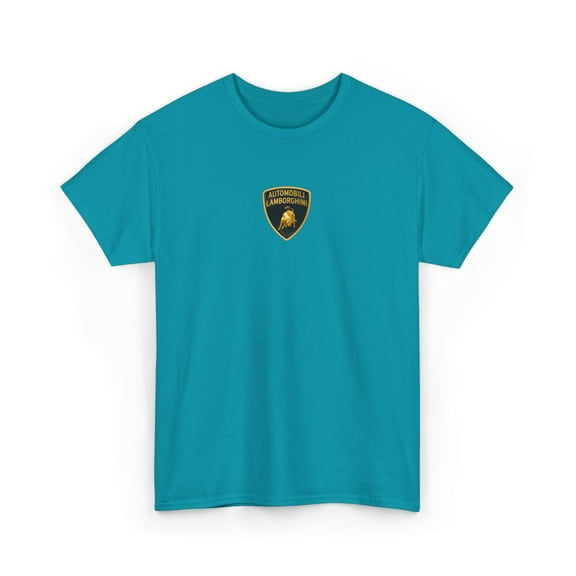 Lamborghini Classic Italian V12 Supercar Emblem Tee T-Shirt Print Small Design - Tropical Blue / S