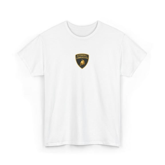 Lamborghini Classic Italian V12 Supercar Emblem Tee T-Shirt Print Small Design - White / S