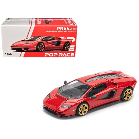 Lamborghini Countach LPI 800-4 Red with Carbon Accents 1/64 Diecast Model Car by Pop Race