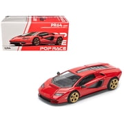 Lamborghini Countach LPI 800-4 Red with Carbon Accents 1/64 Die Cast Model Car by Pop Race