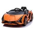 thumbnail image 1 of Lamborghini Electric Ride On Car, SESSLIFE 12v Remote Control Ride On Sports Car, Ride On Toys with Suspension, Headlight, 3-point Seat Belt, Orange, TE1940, 1 of 10