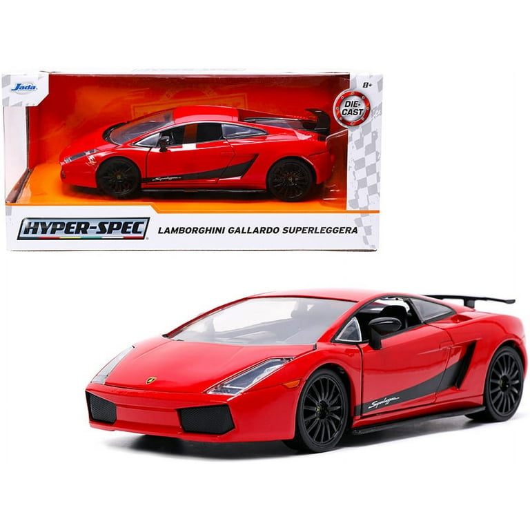 Lamborghini Gallardo Superleggera Red with Black Stripes Hyper-Spec Series 1/24 Diecast Model Car by Jada Lamborghini Gallardo Superleggera Red with Black Stripes Hyper-Spec Series 1/24 Diecast Model Car by Jada