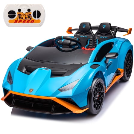 Lamborghini 24V Powered Ride On Car, Lamborghini Electric Cars Ride On Toy for Kids 3-6, 24V Ride Ons with Remote Control, 4 Wheelers Electric Car Toy for Kids, Bluetooth, 360° Spin, LED Lights, Blue
