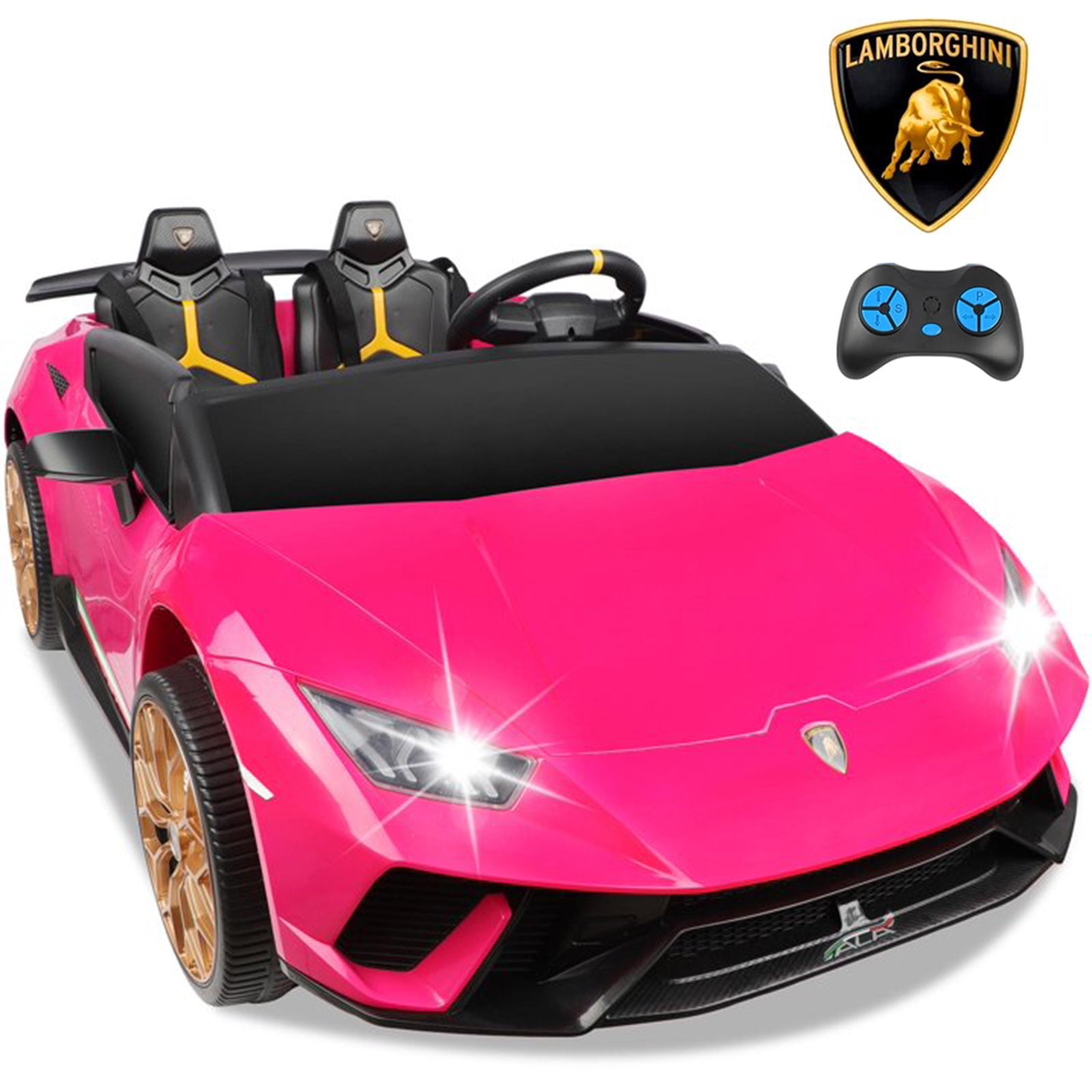 Lamborghini Huracan Ride on Car Real 2 Seater, Powered Electric Vehicle with Parent Remote, Maximum 4.0mph Ride on Toys for 3-8 Years Kids,Pink