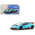 thumbnail image 1 of Lamborghini Huracan STO Blue with Black Top and Orange Accents 1/64 Diecast Model Car by Pop Race, 1 of 5
