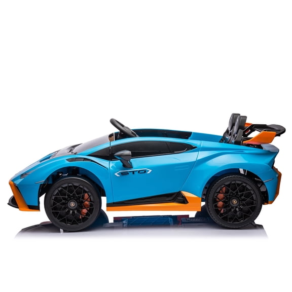 Lamborghini Huracan Sto 24V Kids Electric Ride-On Drift Car: Speeds 1.86-5.59 MPH, Ages 3-8, Foam Front Wheels, 360 Spin, LED Lights, Dynamic Music, Early Learning, USB Port, Drift Feature
