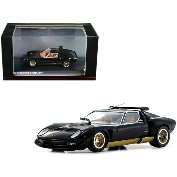 Lamborghini Miura SVR Black with Gold Accents and Wheels 1/43 Diecast Model Car by Kyosho