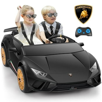 Lamborghini Powered Ride on Car Real 2 Seater, 12V Electric Car for Kids with Parent Remote, Maximum 4.0mph Ride on Toys,Black
