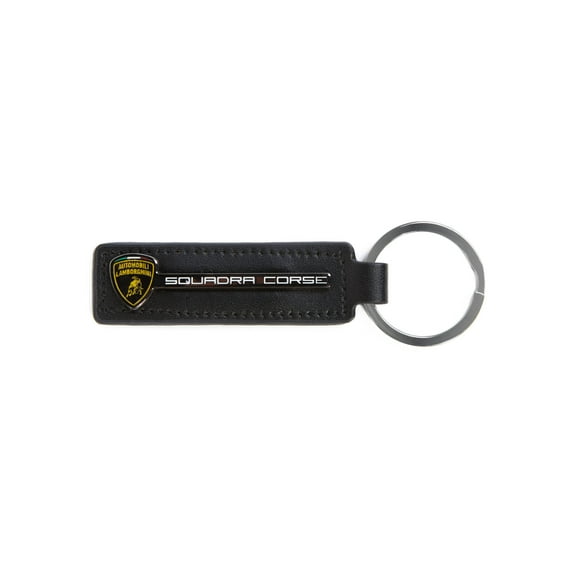 Lamborghini Squadra Corse Leather Keyring Black
