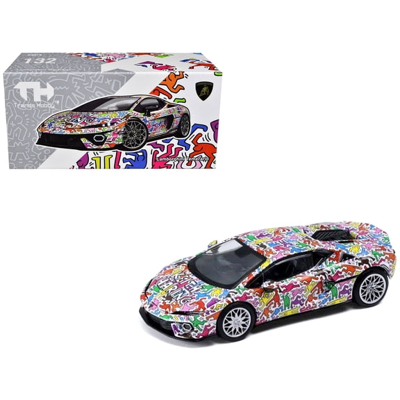 Lamborghini Temerario "Keith Haring Livery" White with Graphics 1/64 Diecast Model car by Trends Hobby