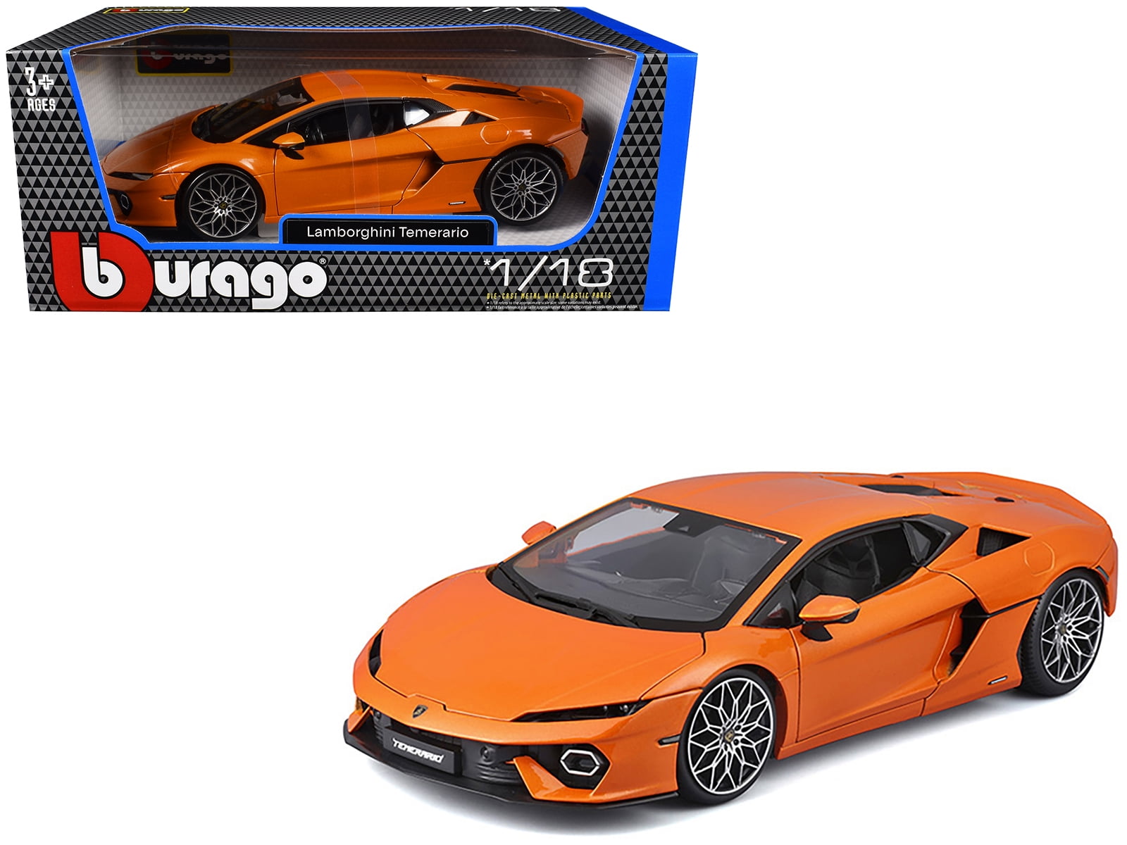 Lamborghini Temerario Orange Metallic 1/18 Die Cast Model Car by
